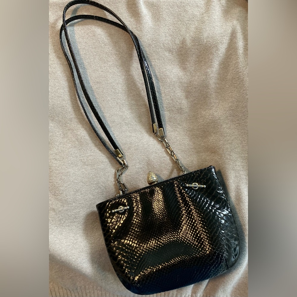 VTG Rosenfeld brown Leather Faux Reptile Skin Handbag